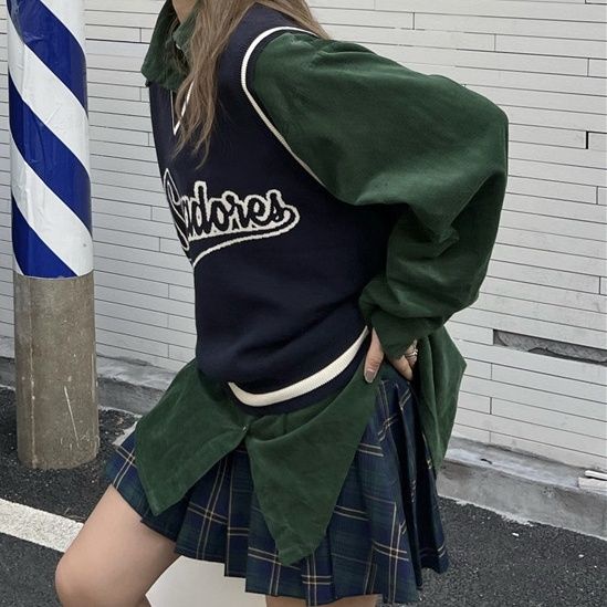 Mới Áo Sát Nách In Chữ Phong Cách Retro Mỹ