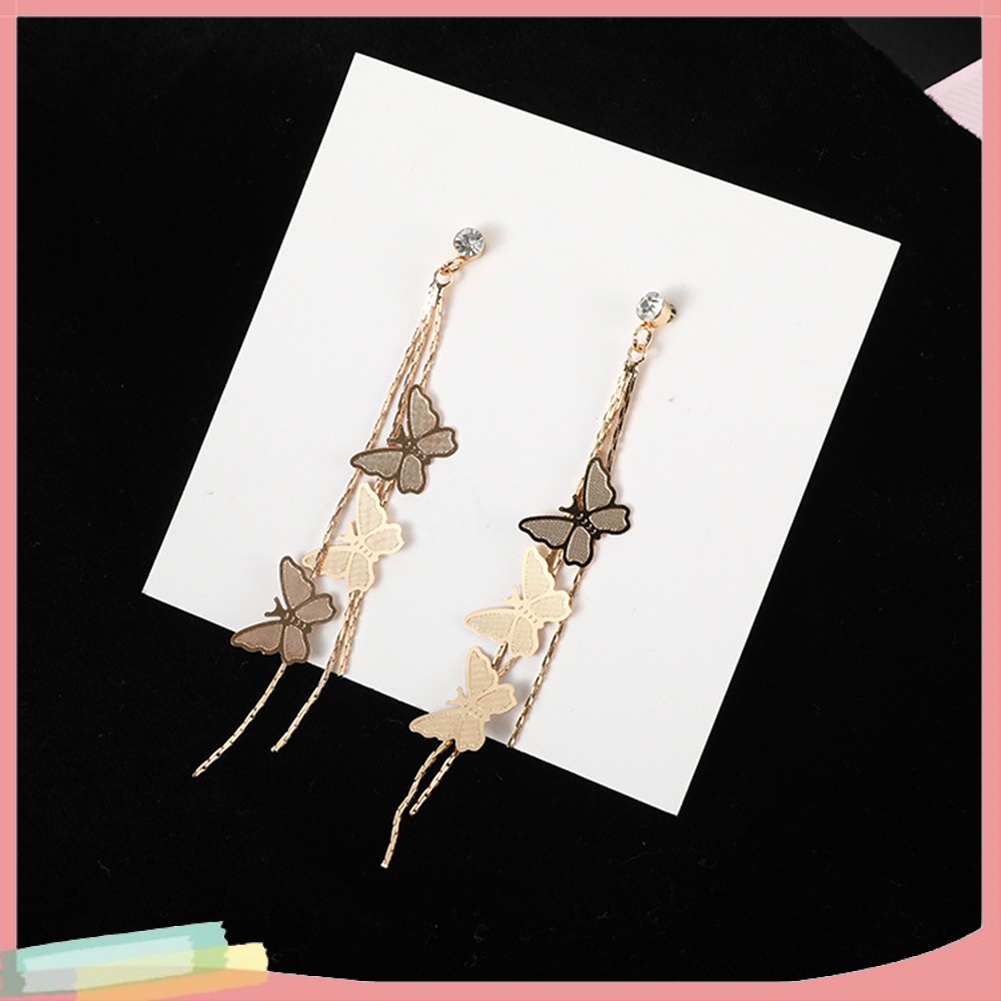 Khuyên tai dáng dài hình bươm bướm dành cho bạn nữ