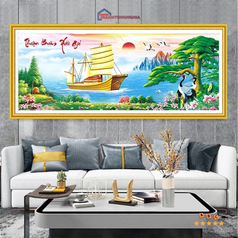 Tranh đính đá thuận buồm xuôi gió 1m30 x 55cm