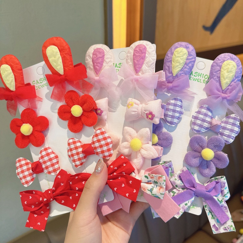 Sét kẹp cặp tóc bằng vải nhiều hình cute dễ thương cho bé gái