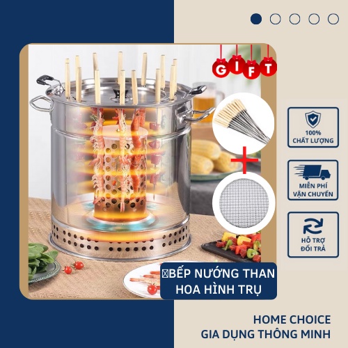 Bếp nướng treo than hoa không khói ngoài trời di động