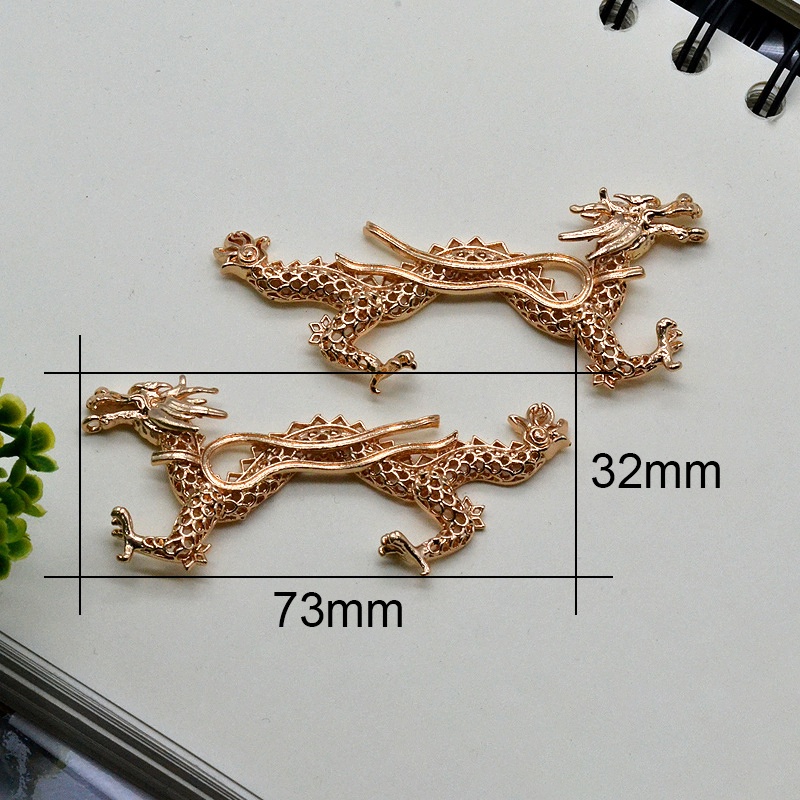 1 cặp phiến đúc họa tiết rồng 32*73mm nguyên liệu làm trâm làm trang sức cổ trang cosplay cổ phục có màu KC
