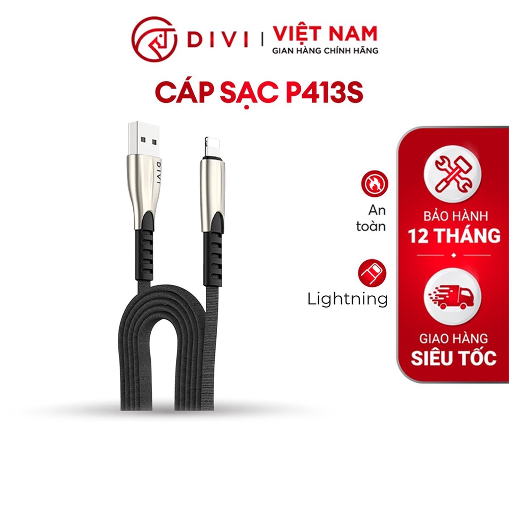 Dây cáp sạc điện thoại Type C DIVI - P413S - Vỏ bện Denim - Hàng Chính Hãng -Bảo hành 12 tháng