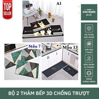 Bộ 2 thảm bếp 3d chống trơn trượt cao cấp giao màu ngẫu nhiên