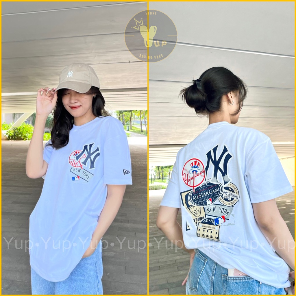 Áo thun New era x Mlb chính hãng, logo newyork , unisex, 2 màu trắng đen