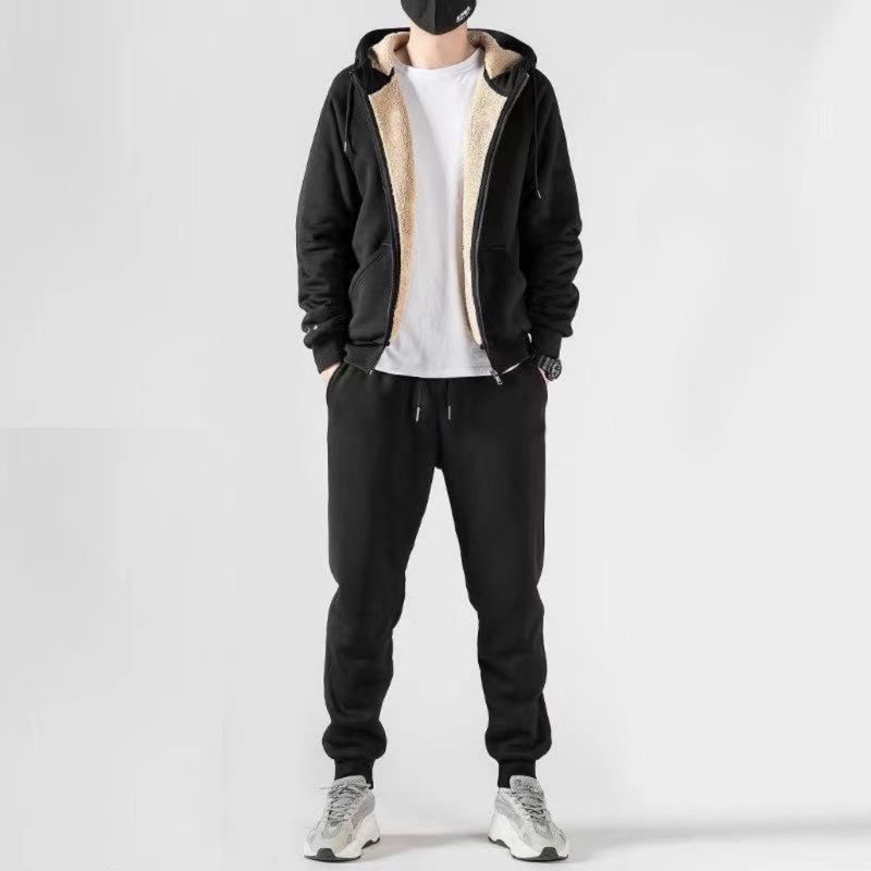 Áo khoác nỉ lót lông cừu toàn thân có mũ unisex siêu dầy