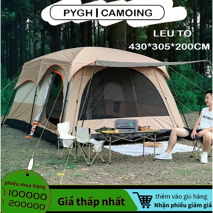 Lều cắm trại ngoài trời chống thấm nước cho 8-12 người 430*305*200cm (dày dặn hai lớp)