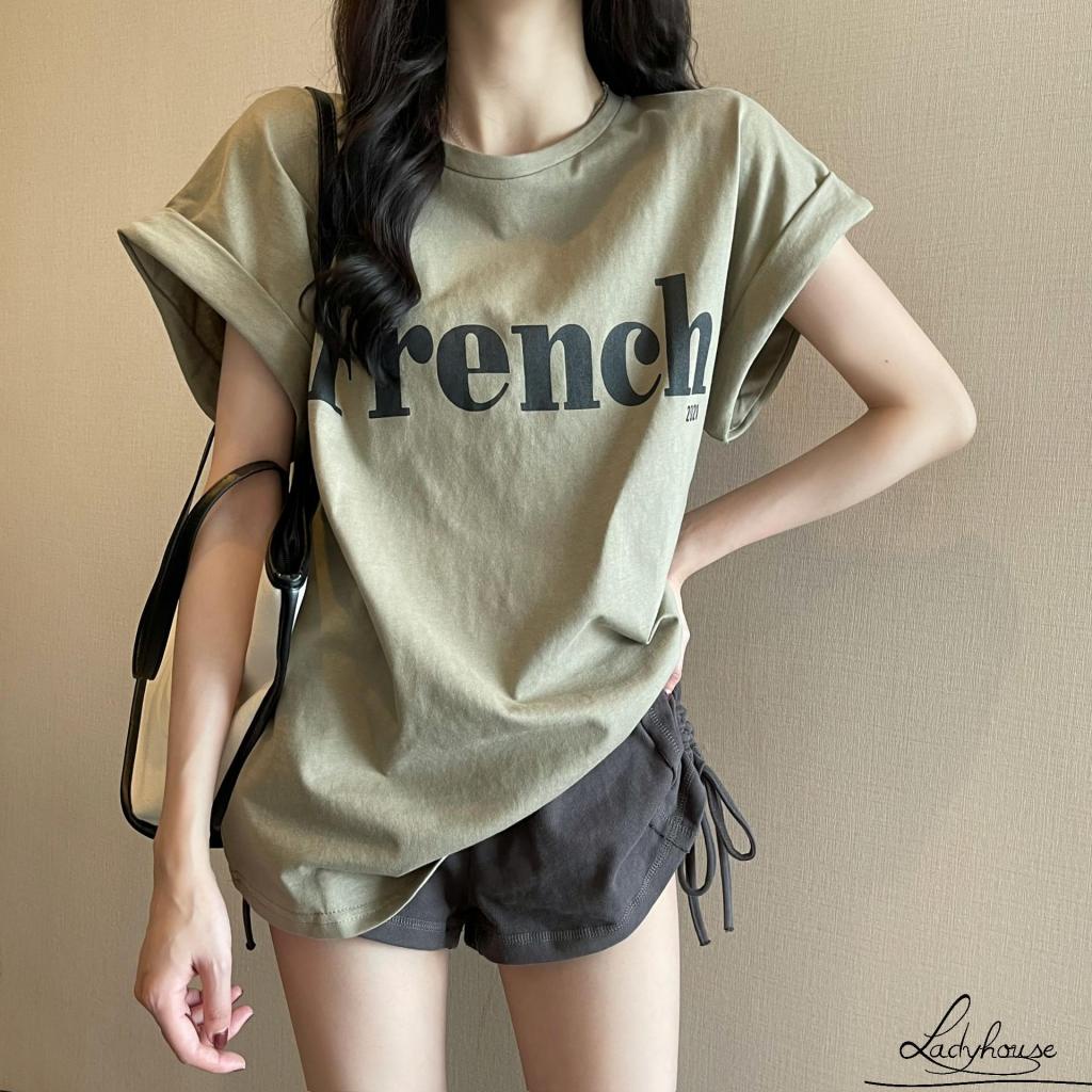 Áo Thun T-Shirt Tay Ngắn Cổ Tròn In Chữ Dành Cho Nữ Thời Trang Mùa Hè