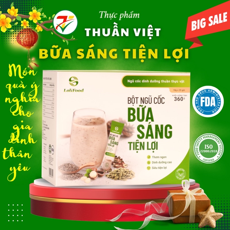 Bột Ngũ Cốc Ăn Sáng Tiện Lợi Lolifood - Dinh Dưỡng Cho Người Ăn Kiêng, Helthy (5 Gói x 18Gr)