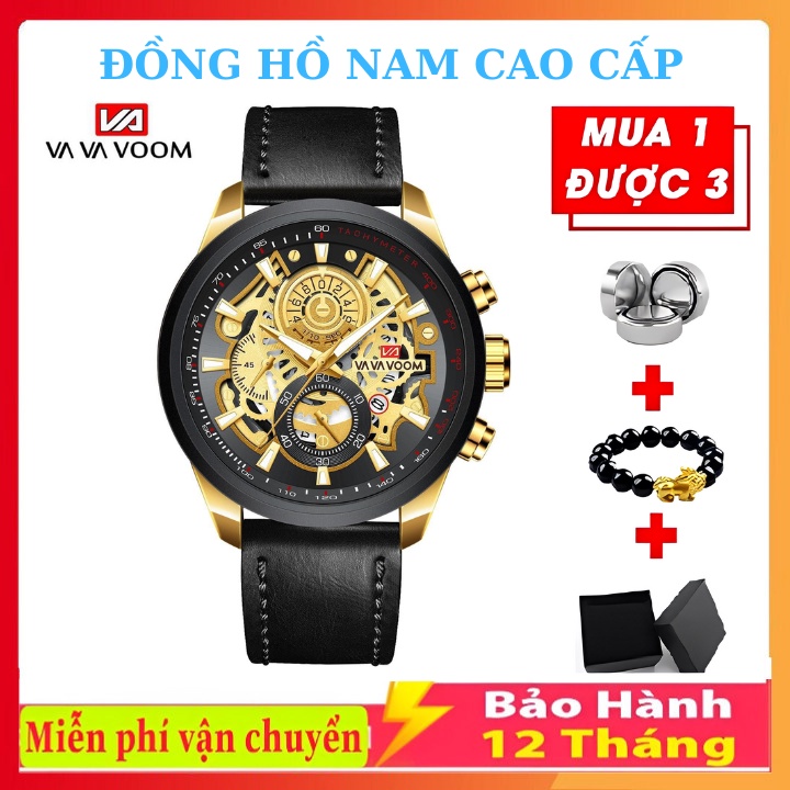 Đồng Hồ Nam Vava Voom Cao Cấp Hiển Thị Lịch Chống Nước Có Dạ Quang, Tặng Hộp Và Pin Xịn Kèm Theo Bảo Hành 1 Năm