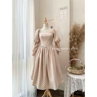 Váy Kaia hồng nude dáng xòe thu đông - Flower & Dot