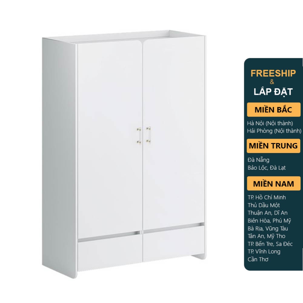 EMMA, Tủ quần áo 2 cánh mở WAR_066, 120x55x180cm, tủ đựng quần áo Scandi Home