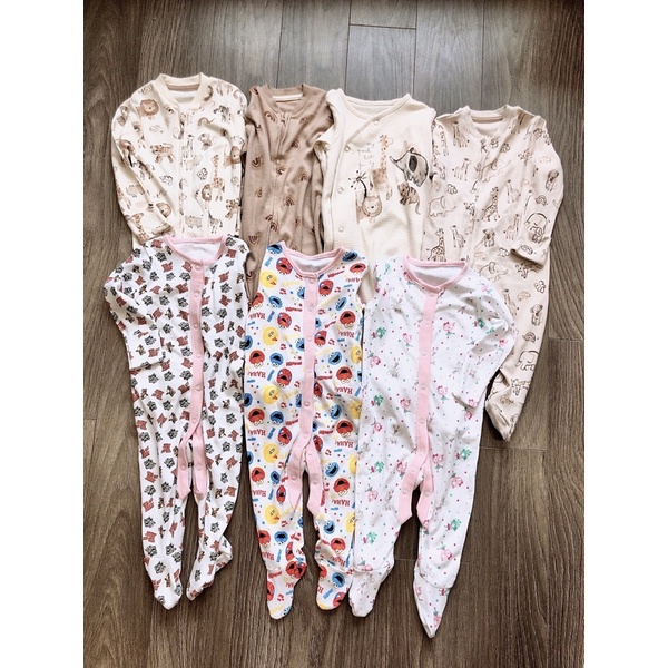 Bộ liền thân cotton 100% bodysleep cotton, body cho trẻ sơ sinh