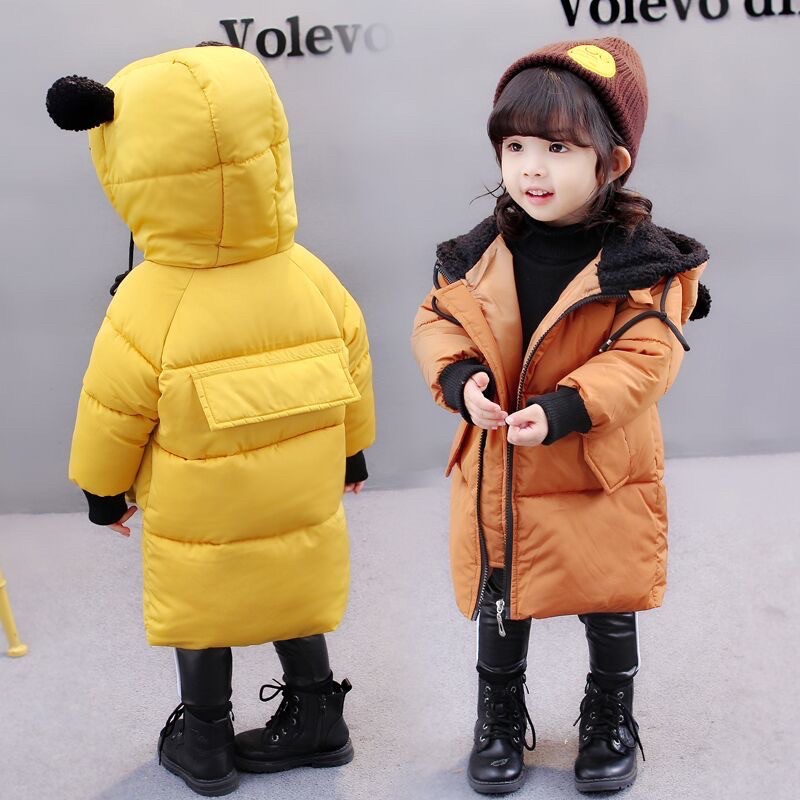 Sẵn hàng: áo khoác phao tai gấu dáng dài siêu đẹp cho bé trai và bé gái, hàng quảng châu kèm ảnh thật