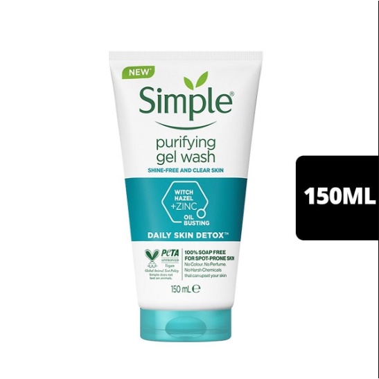 Sữa rửa mặt Simple giúp kiềm dầu và ngừa mụn hiệu quả cho da mụn nhạy cảm 150ml