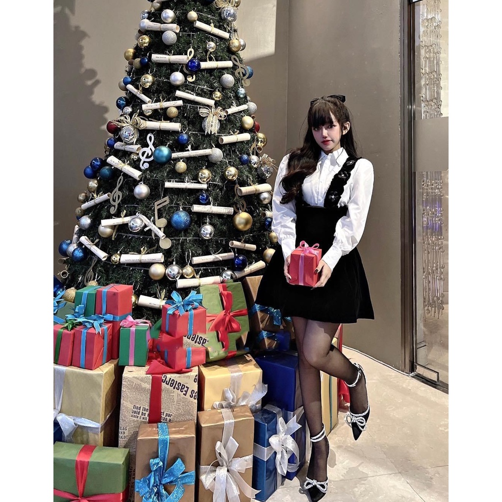 Set sơ mi yếm hoa dễ thương MIVOSA SV135