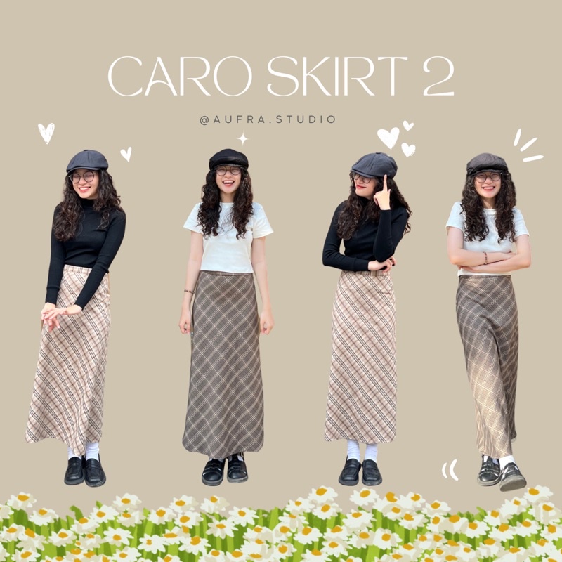 Chân váy dài kẻ caro chữ A Vintage 2 - Aufra studio