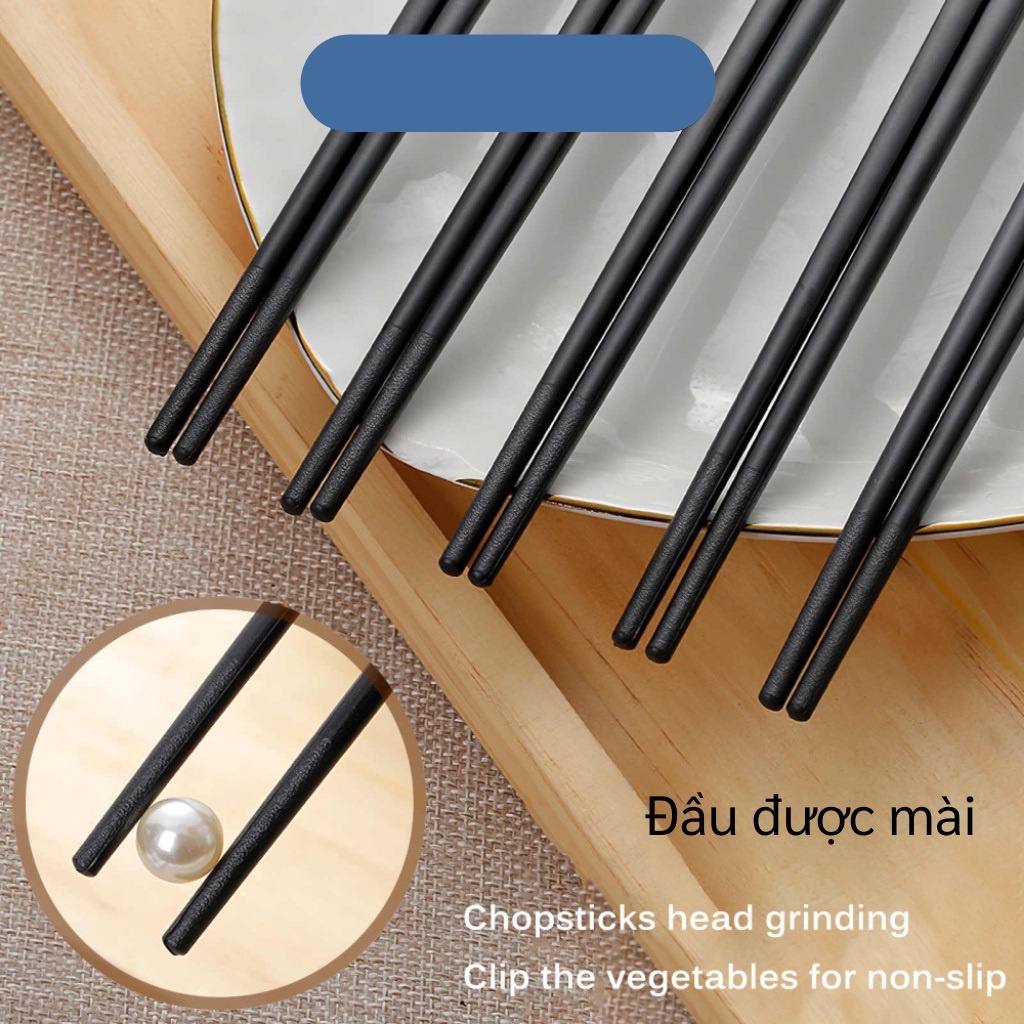 Bộ 10 đôi Đũa mạ vàng, Đũa ăn cao cấp đũa khảm vàng hàn quốc Chống Trơn- Chống Trượt- Chống Mốc- Bền Mầu Booboo.shop01
