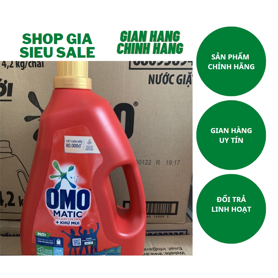 Nước giặt OMO SẠCH KHỬ MÙI máy giặt cửa trên chai 2.7KG
