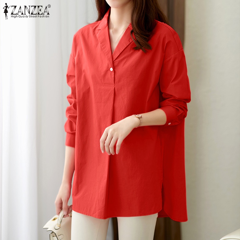 ZANZEA Áo Sơ Mi Tay Dài Thanh Lịch Thời Trang Phong Cách Hàn Quốc Cho Nữ