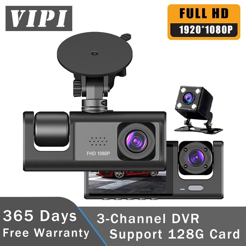 Camera Hành Trình DVR 3 Kênh HD 1080P 1080P Ống Kính Kép 24H Màu Đen Cho Xe Hơi