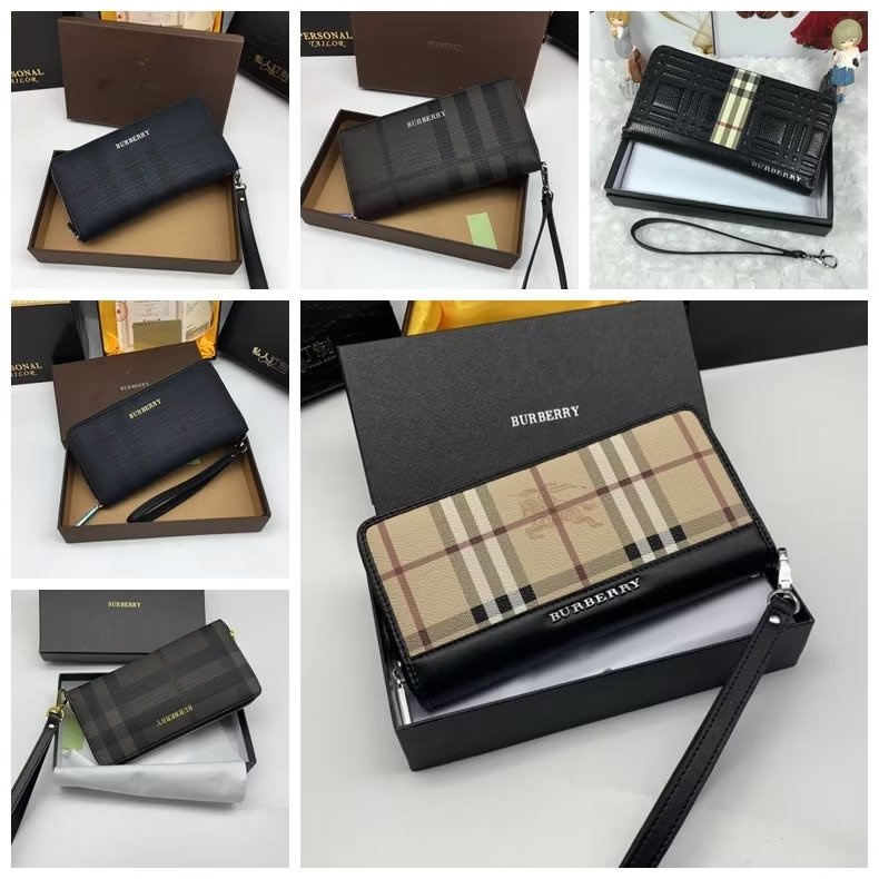 Ví Da Gập Burberry Đựng Thẻ / Tiền Xu Có Khóa Cài Cho Nam Và Nữ