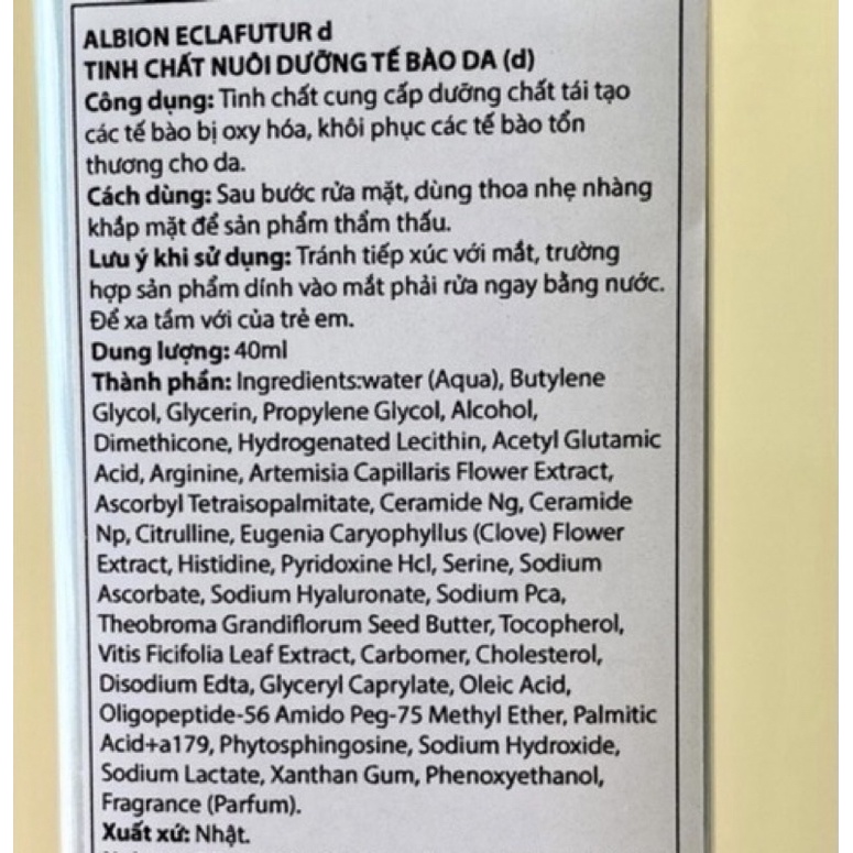 ALBION- ECLAFUTUR 8ml - Tinh chất nuôi dưỡng tế bào