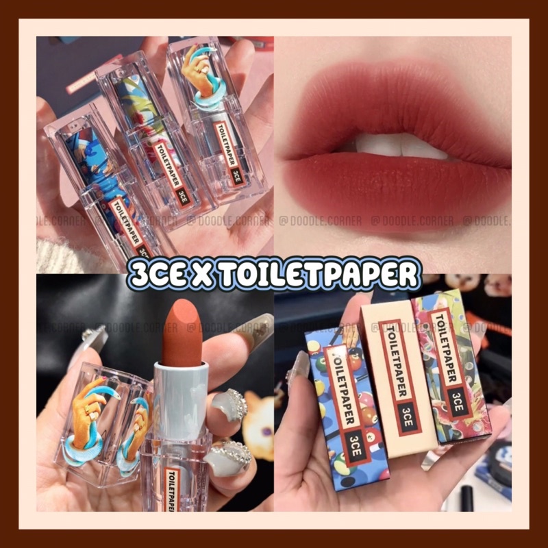Son thỏi lì 3ce x TOILETPAPER Soft Matte Lipstick