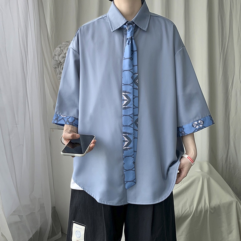 Áo Sơ Mi Tay Lửng Dáng Rộng Thoáng Khí Thời Trang Mùa Hè Hàn Quốc 2022