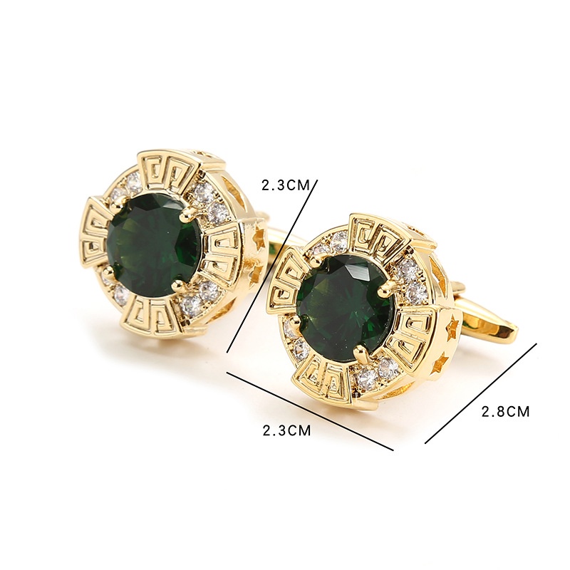 Khuy Măng Sét Tròn Đính Đá Zircon Kiểu Anh Sang Trọng Cho Nam