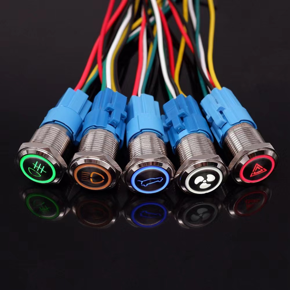 Công Tắc Nút Nhấn Kim Loại 16mm / 19mm / 22mm 12v 24v 6v 220v 24v 36v 48v 110-220v
