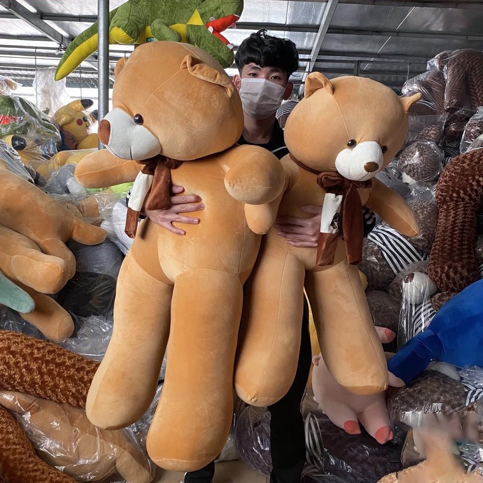Gấu Bông Teddy Khăn, Gối Ôm Hình Thú Nhồi Bông Cho Bé, Quà Tặng Đáng Yêu, Vải Nhung Hàn Quốc Size 1m-1m3