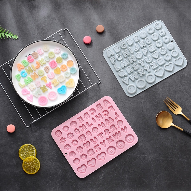 Khuôn silicon chữ cúc áo dày dặn đồ socola, tạo hình fondant, diy