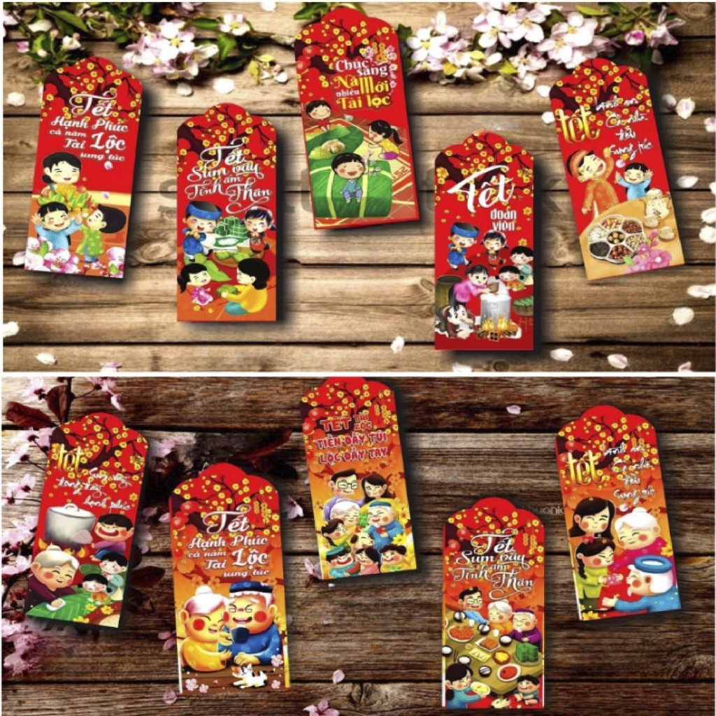 Combo 10 bao lì xì tết quý mão 2023 ĐỘC LẠ, tổng hợp các câu nói hot trend trong năm, Bao lì xì mèo dễ thương sang trọng