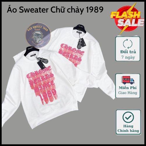 Áo Thun Nỉ Chrome Chữ Chảy 1989 Chất Nỉ Dày Dặn Cho Nam Nữ