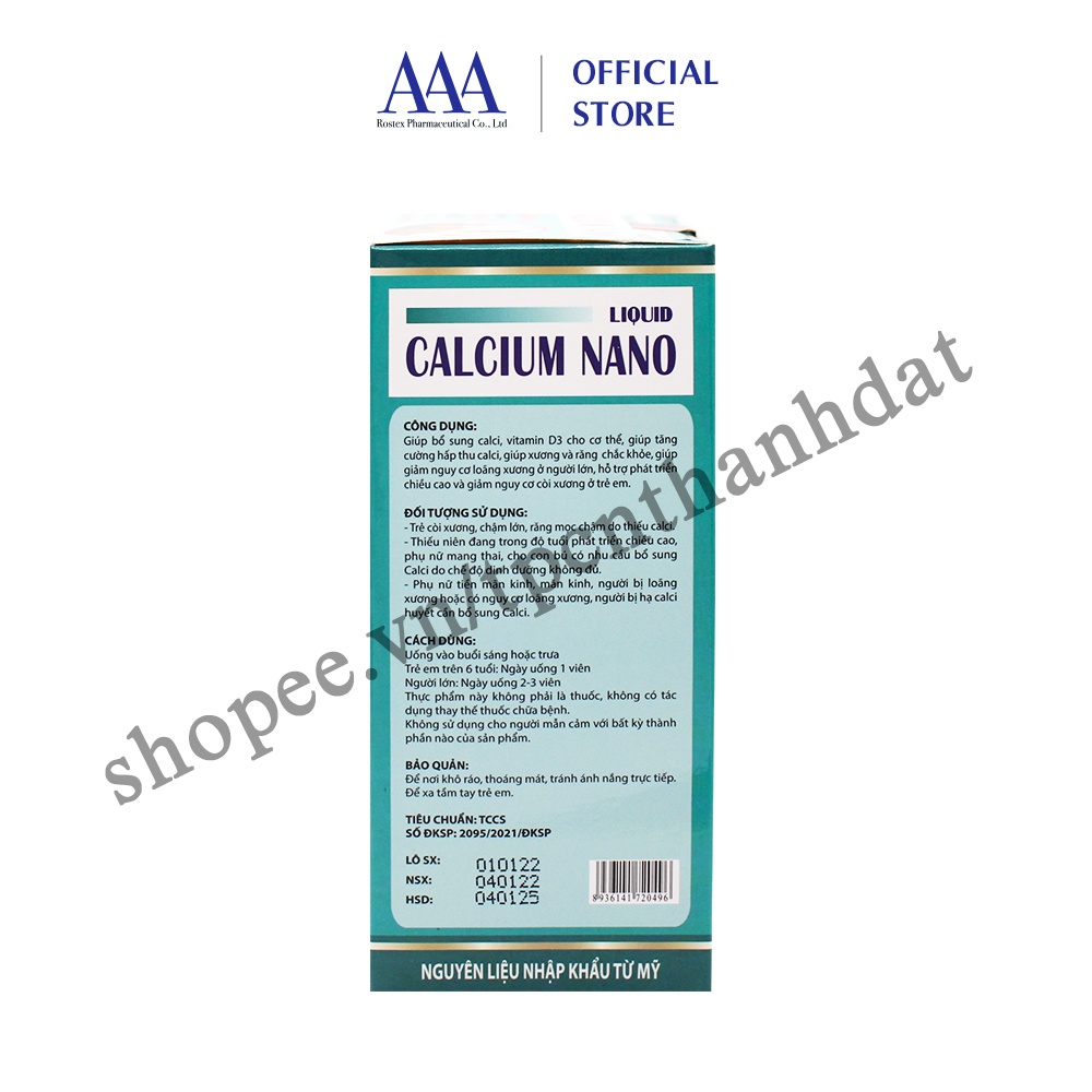 Viên uống Liquid Calcium bổ sung canxi, vitamin D3 K2 MK7 hỗ trợ tăng chiều cao - 100 viên