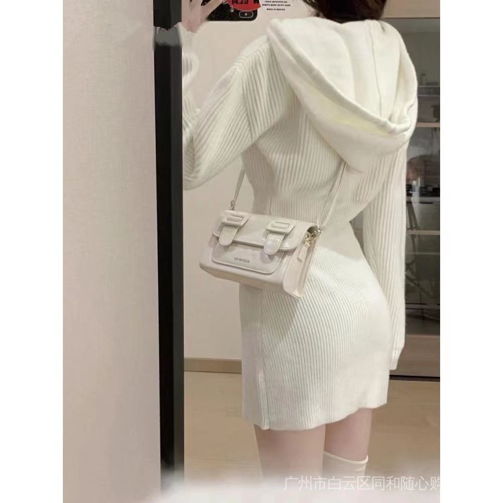 Áo Sweater Dệt Kim Có Mũ Trùm Eo Hẹp Cá Tính Cao Cấp