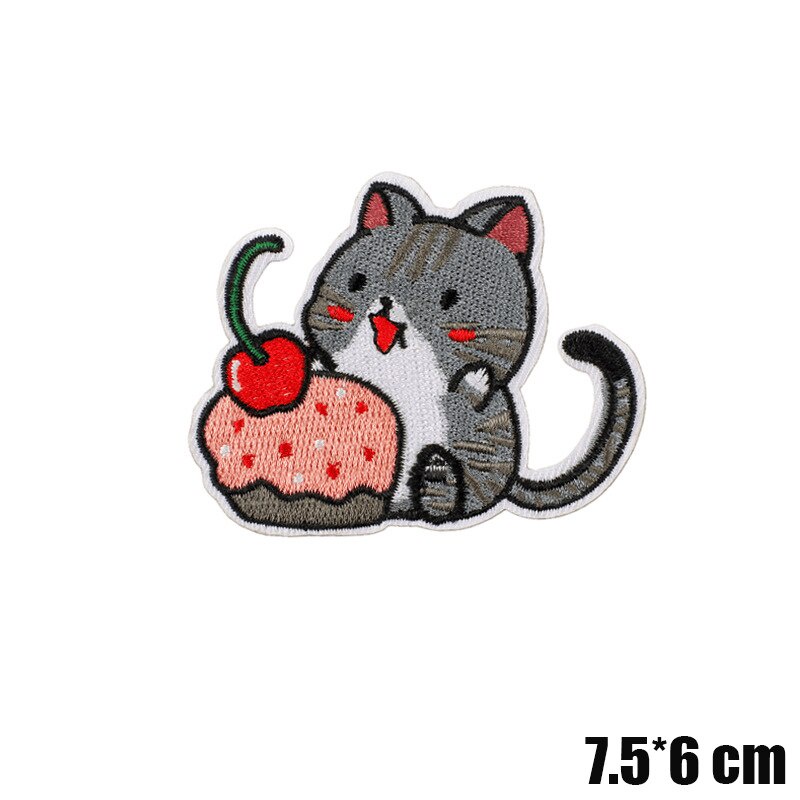 Sticker ủi nhiệt vải thêu logo hình mèo cat dễ thương cute đáng yêu - Patch ủi quần áo balo H47