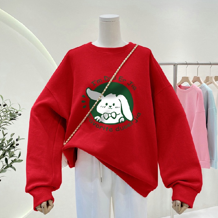 NRVP Áo Khoác Thể Thao Tay Dài Dáng Rộng In Hình Thỏ Năm Mới 2023 Phong Cách Trung Hoa Hàn Quốc Cho Nữ