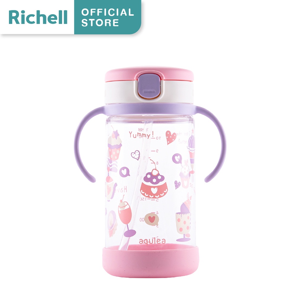 Bình ống hút AQ Richell Nhật Bản 320ml có đế hạn chế trơn trượt | Baby