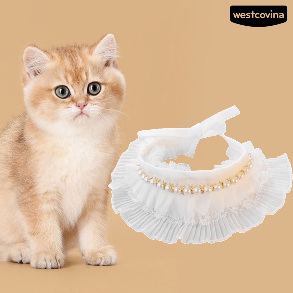 [COD]♘Yếm Ăn Đính Ngọc Trai Giả Thân Thiện Với Da Chống Mòn Dành Cho Thú Cưng