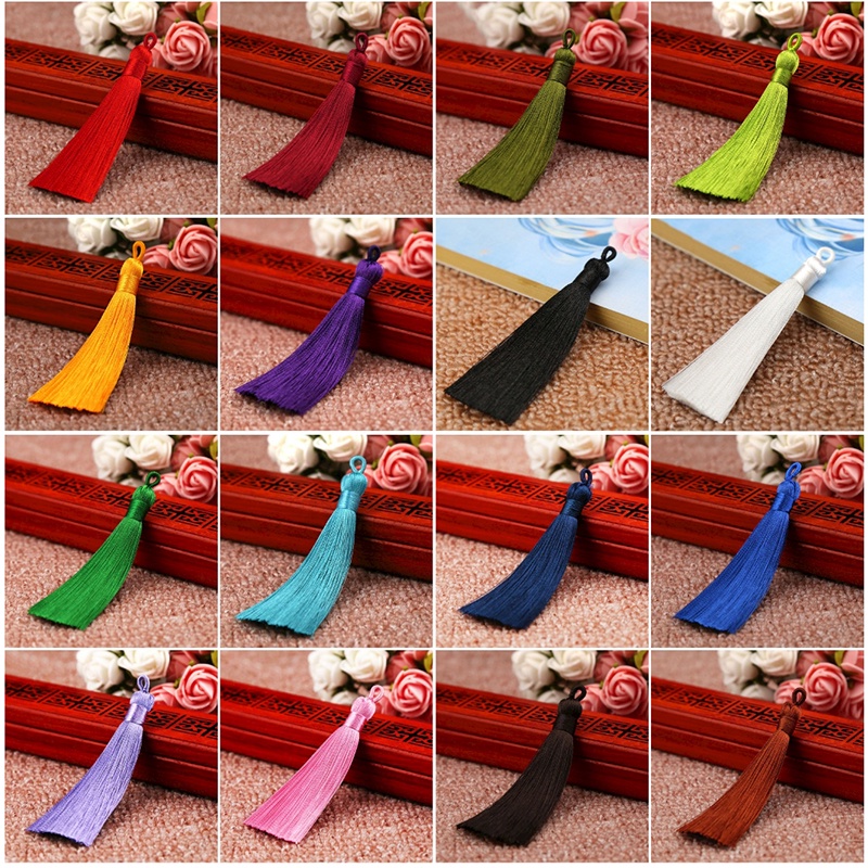 1 Mặt Dây Chuyền Tua Rua Lụa Dài 8cm Phong Cách Bohemia Tự Làm Trang Sức Thủ Công