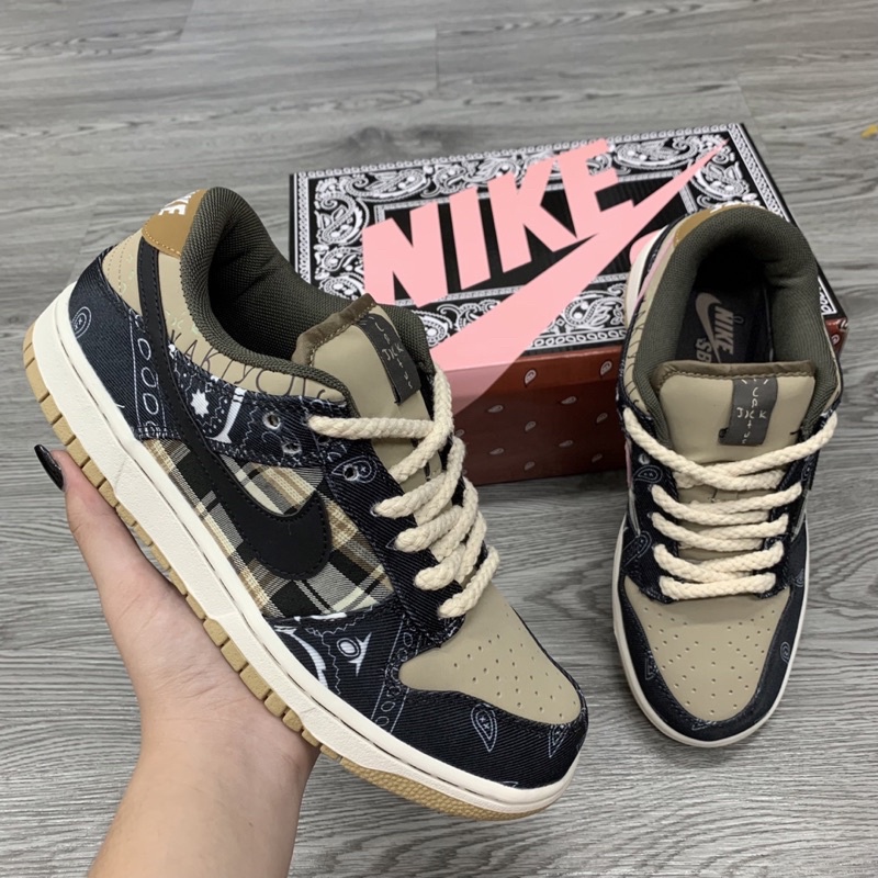 Giày Thể Thao Giày Travis Scott X SB Dunk Low PRM QS 'Cact Màu Nâu Đen , Giày SB Dunk Low Travis Scott nâu-Ảnh thật