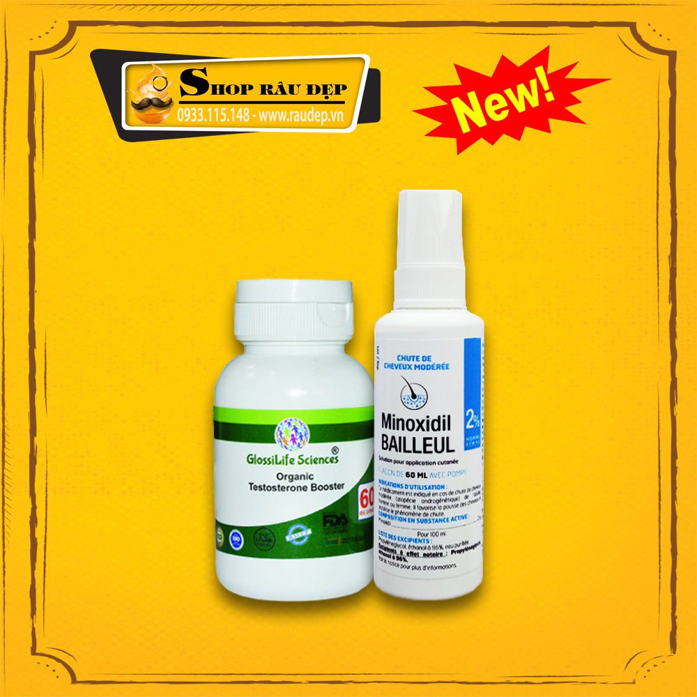 Combo Mọc Tóc Và Mọc Chân Mày Minoxidil Bailleul 2% và 5% Nam Nữ - DHT Organic