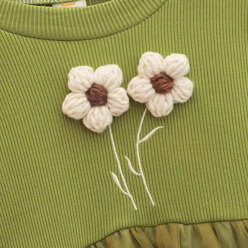 Đầm Bé Gái Từ 0-4 Tuổi Tay Dài In Hoa Dễ Thương