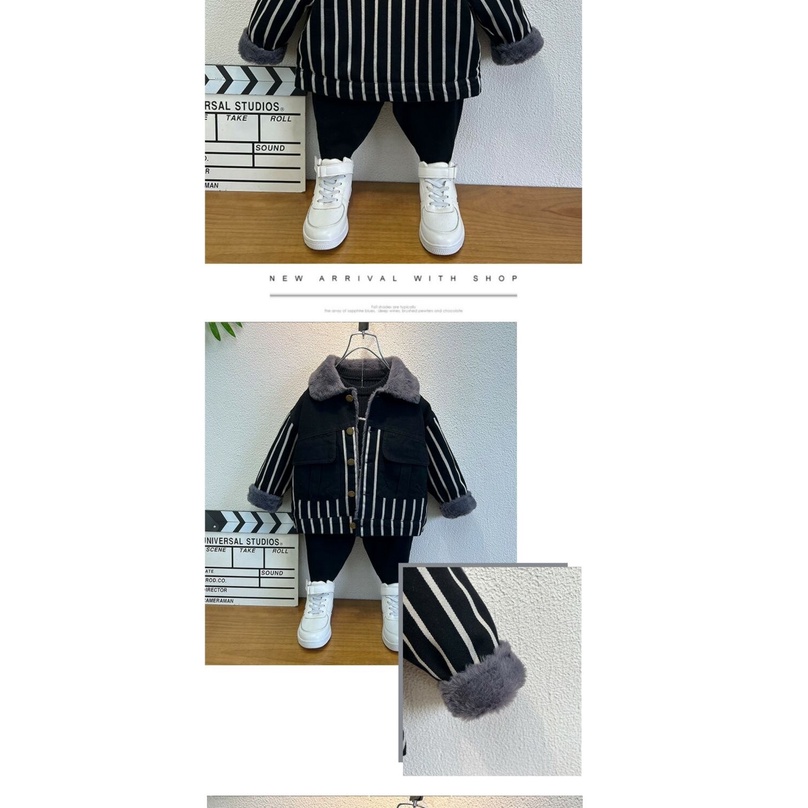 Áo Khoác Denim Lót Lông Cừu Dày Dặn Phong Cách Thời Trang Thu Đông Mới Cho Bé Trai 22 Tuổi