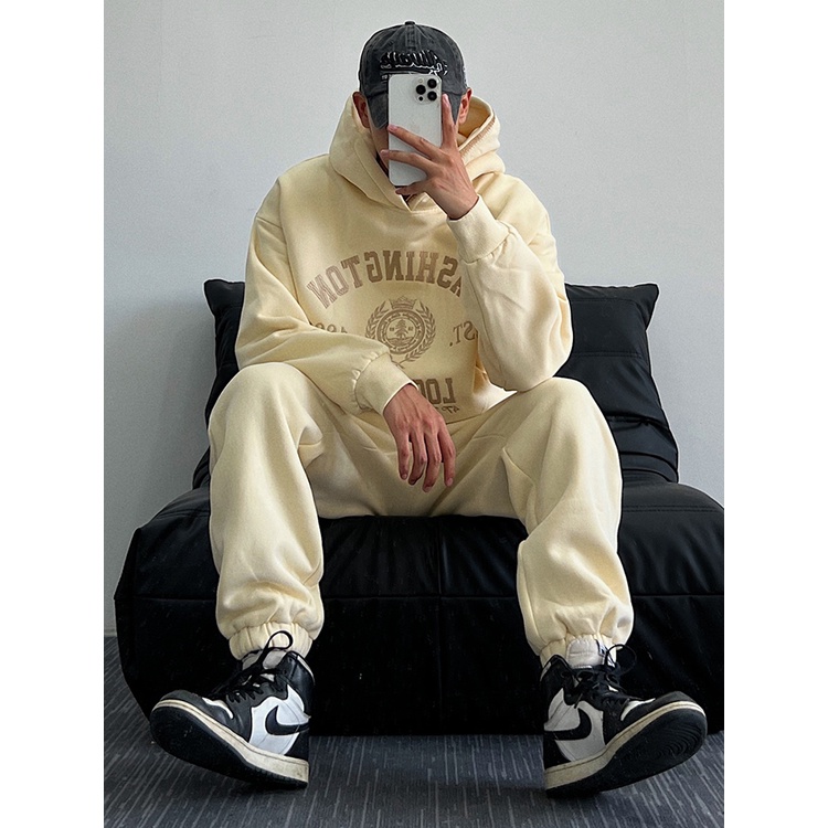 Bộ Nỉ Thể Thao Hoodie Phối Mũ 2 Lớp Nam Nữ, Nỉ Ngoại Bông Dày Dặn 100% Cá Tính