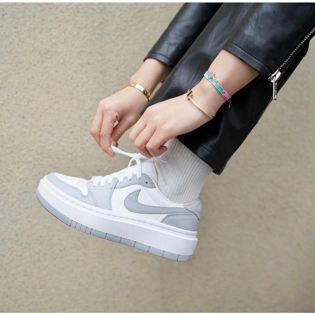 Giày Nike Air Jordan 1 Low xám trắng đế cao - bản Cao Cấp Nhất
