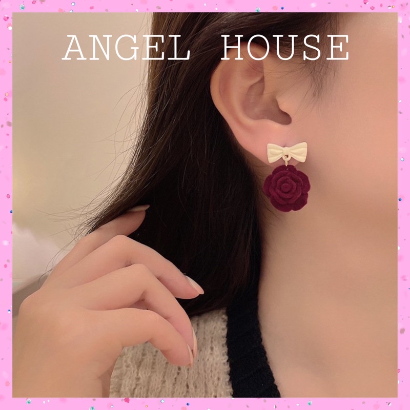 Khuyên tai hoa hồng đỏ angel.house