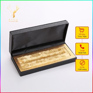 Hộp đựng bút ký cao cấp lót vải vàng kim dệt hoa văn - hộp đựng bút, hộp đựng bút ký, quà tặng lưu niệm